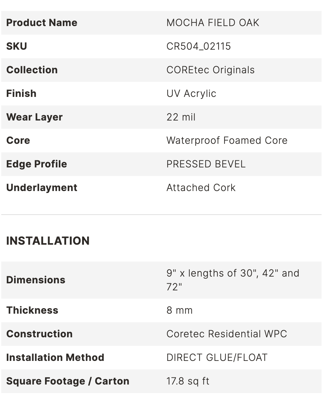Mocha Field Oak Waterproof LVP Flooring | COREtec